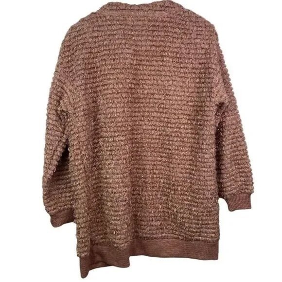 KNOX ROSE WOMEN'S OVERSIZED BLUSH PINK ROSE EYELASH OPEN FRONT CARDIGAN SMALL - Picture 3 of 6